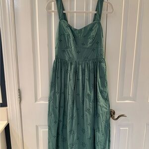 J Crew Factory eyelet sea glass green midi sundress